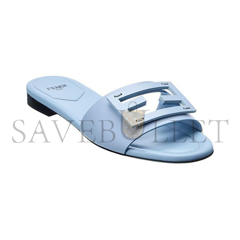 F**di light blue leather slides 8r8136
